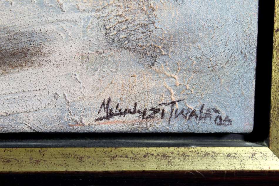 Mduduzi Twala - Miners - Oil on canvas - 90cm x 60cm - Stunning! - Bid now!!