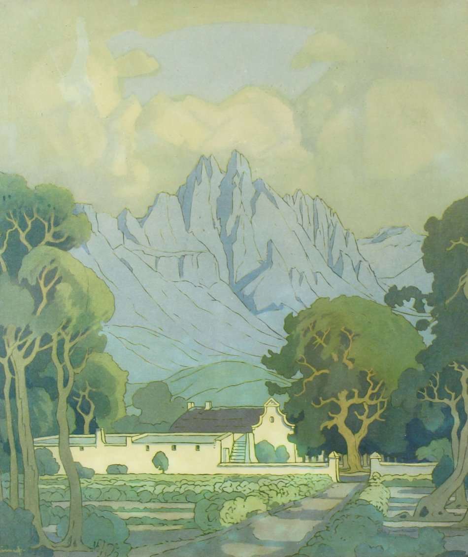 Pierneef - Station Panel - Stellenbosch, Cape Province - Iconic scene - A beautiful print!! Bid now!