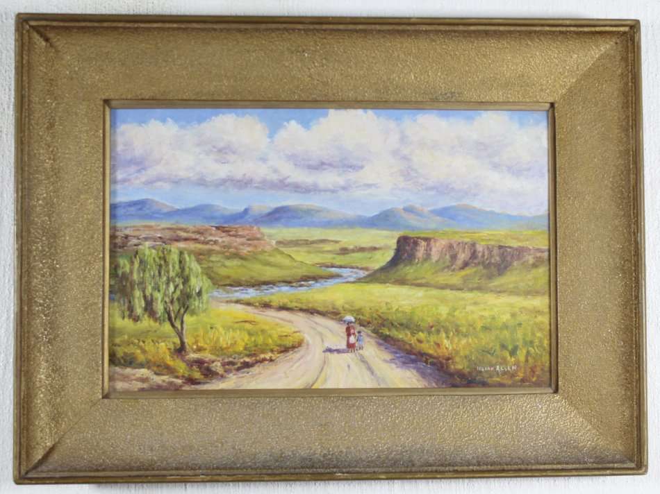 Norah Allen - Figures on a dirt road - Beautiful!! - Low price, bid now!!