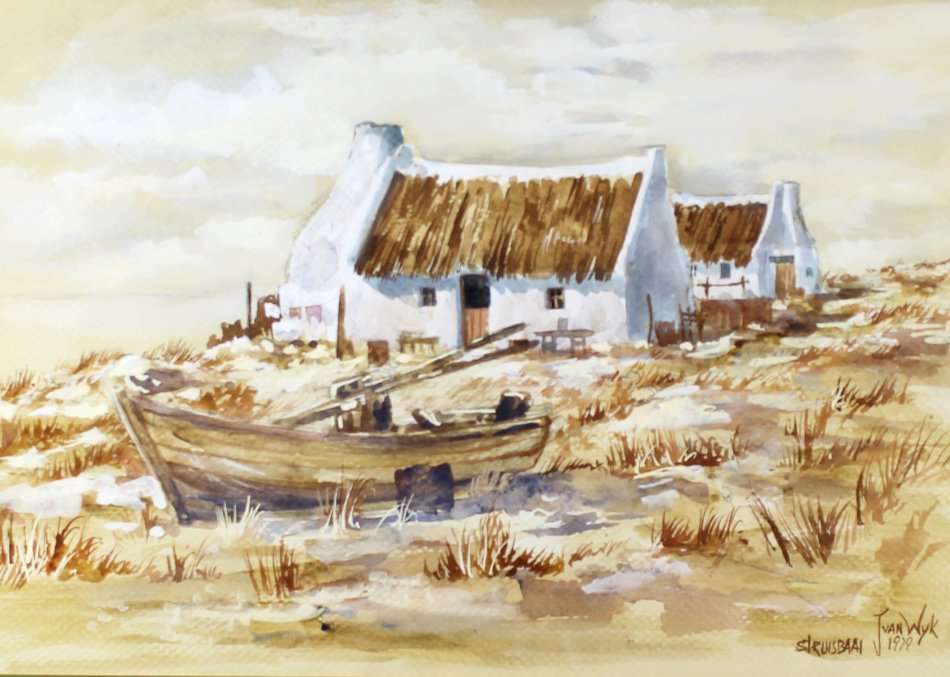 J van Wyk - Struisbaai - A beautiful watercolor!! Bid now!!