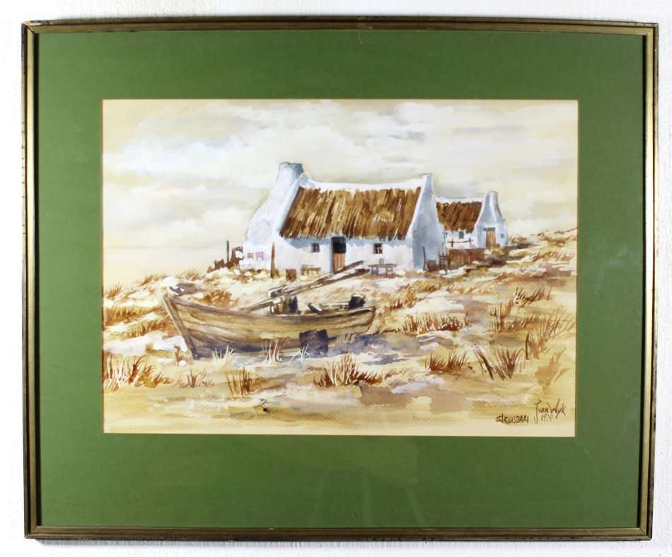 J van Wyk - Struisbaai - A beautiful watercolor!! Bid now!!