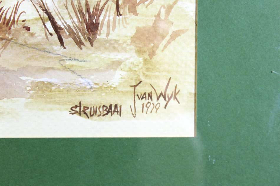 J van Wyk - Struisbaai - A beautiful watercolor!! Bid now!!