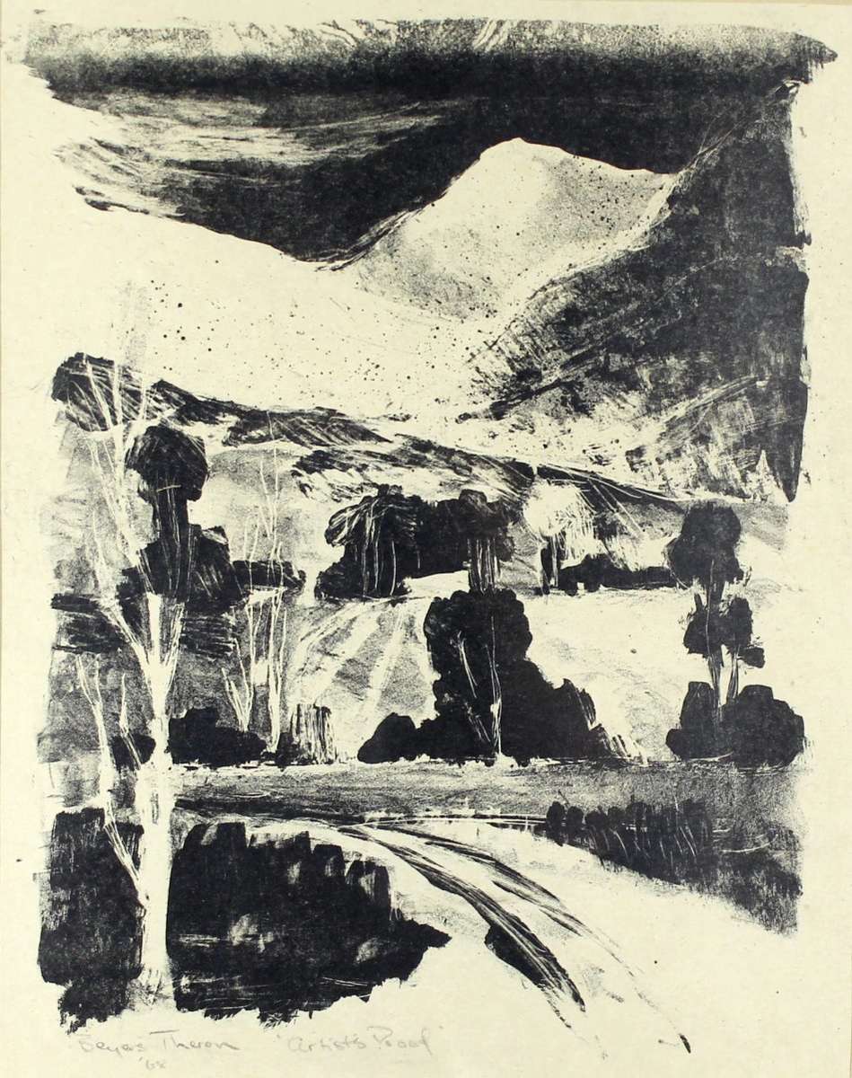 Beyers Theron - Abstract landscape - A lovely etching!! Bid now!!