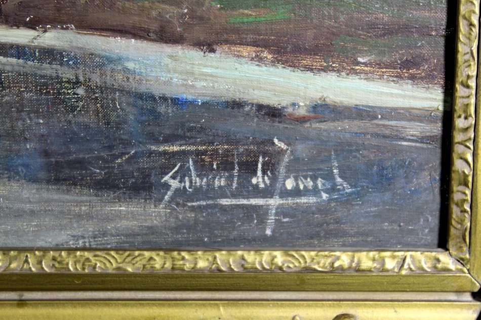 Gabriel de Jongh - River with trees in Autumn - Magnificent art!! Bid now! *Free courier!