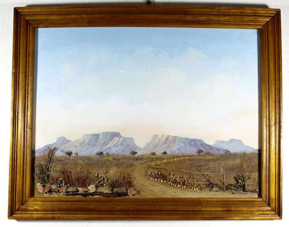 Hugo Warren - Landscape with applied rocks, grass