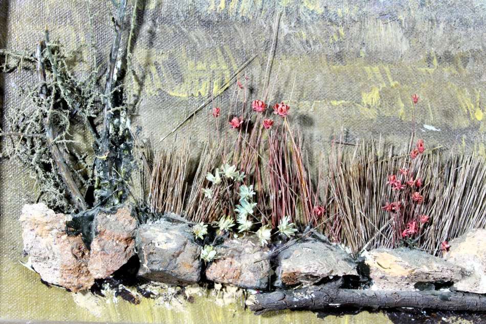 Hugo Warren - Landscape with applied rocks, grass