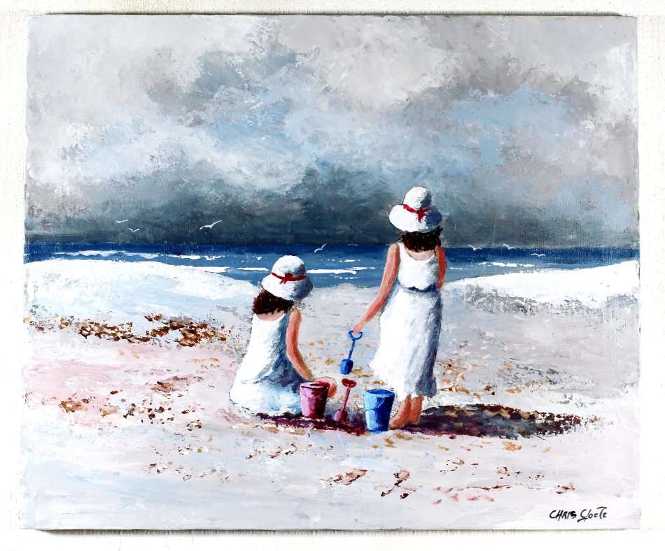 Chris Cloete - Kids on the beach - A beautiful painting!!