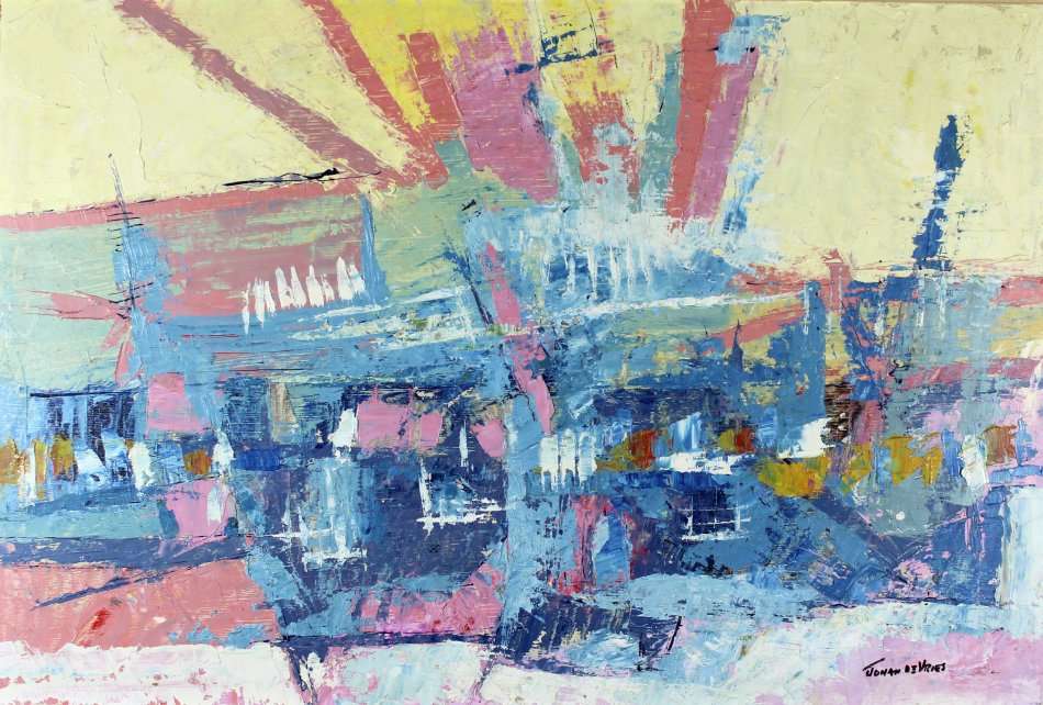 Johan de Vries - Abstract - A  lovely oil painting! Bid now!