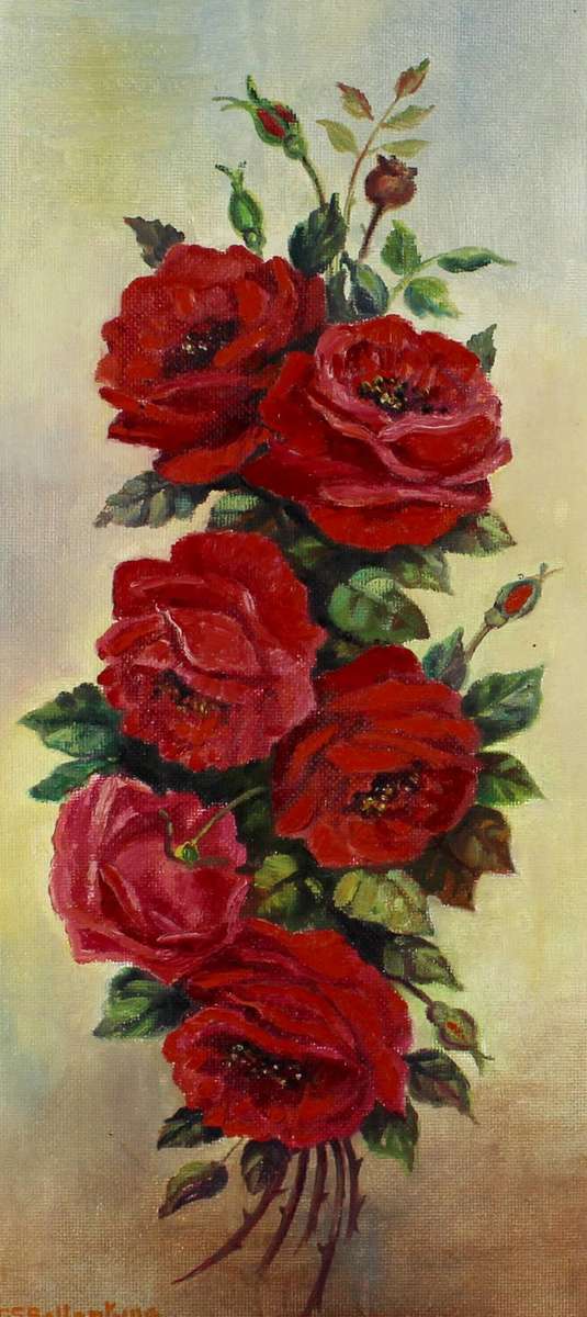 GS Ballantyne - Red roses - A beautiful oil painting! Bid now!