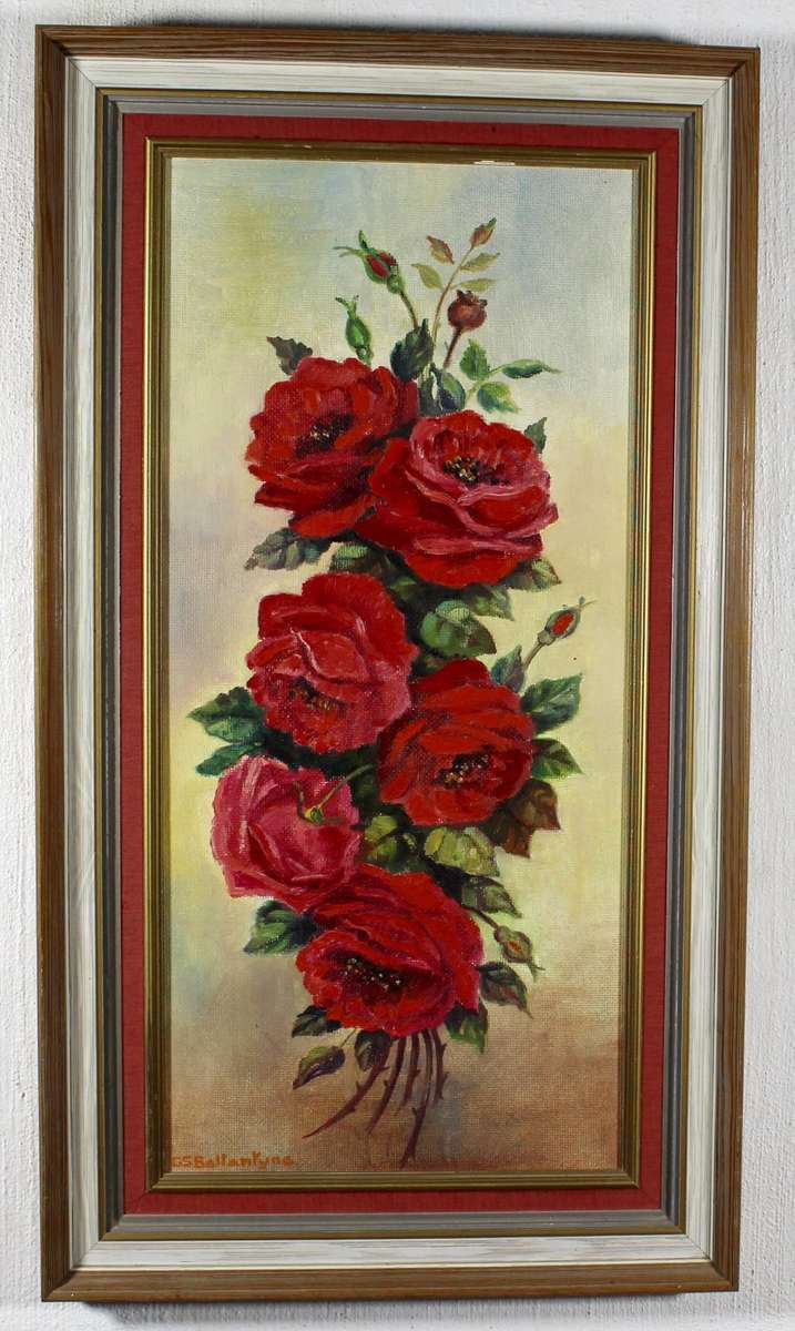 GS Ballantyne - Red roses - A beautiful oil painting! Bid now!