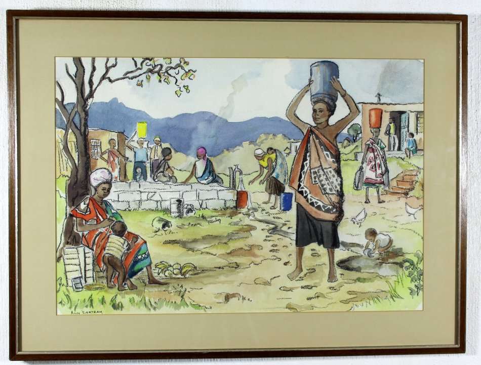 Anne Bertram - Collecting water - A  lovely watercolor! Bid now!