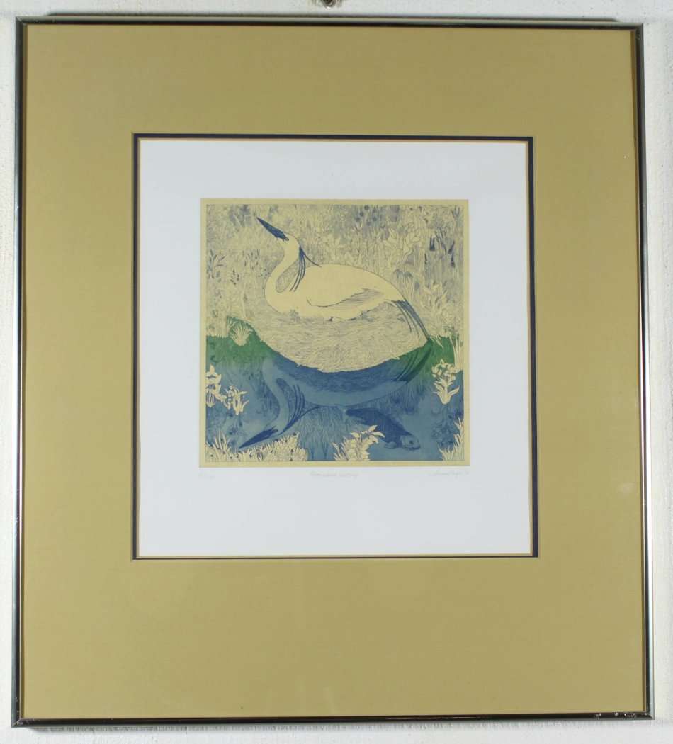 Anna Pugh - Brownbird nesting - A  lovely limited edition etching! Bid now!