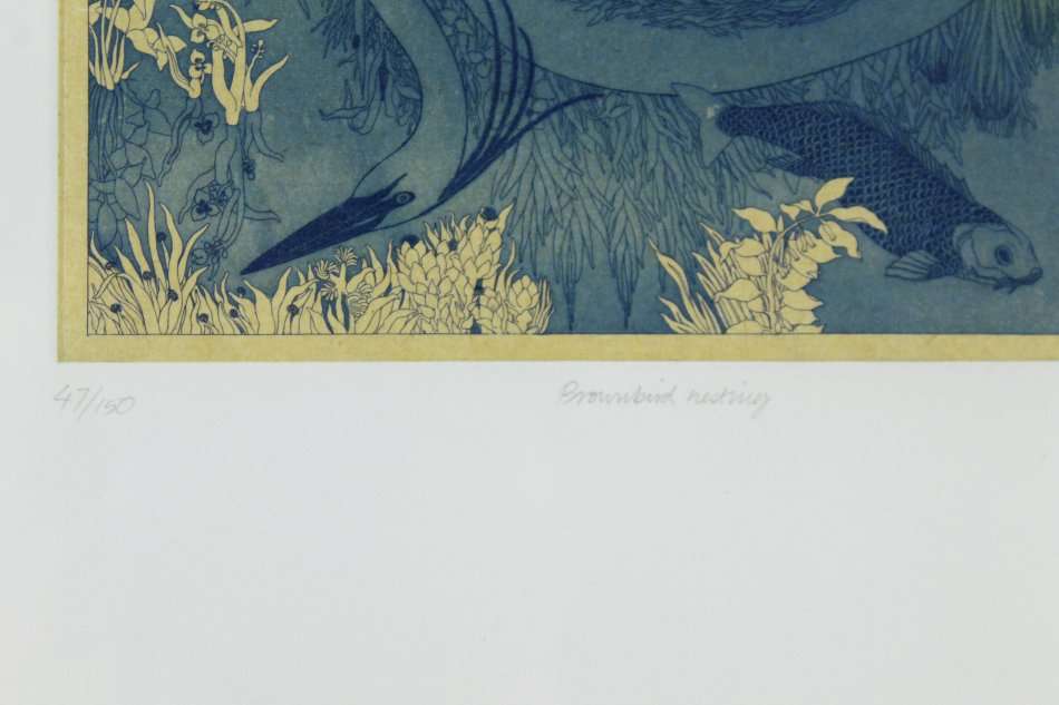 Anna Pugh - Brownbird nesting - A  lovely limited edition etching! Bid now!