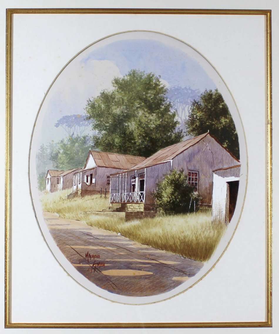 Malachi Smith - Village scene - A stunning mixed media! - Bid now!