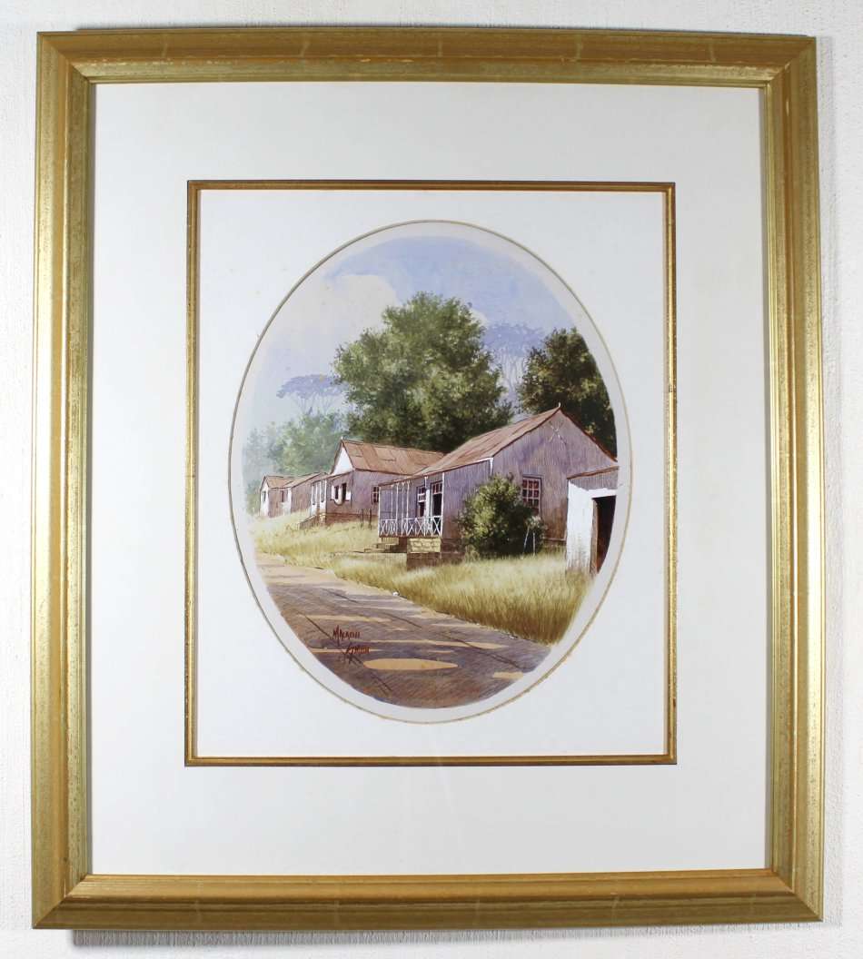 Malachi Smith - Village scene - A stunning mixed media! - Bid now!