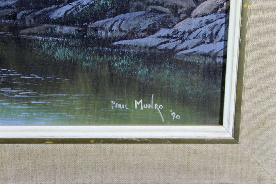 Paul Munro - Landscape with river and mountains - Investment art!! Bid now! *Free courier!