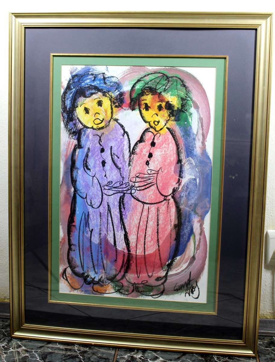 Emma Ray - Abstract figures - A beautiful large painting!! - Bid now!!