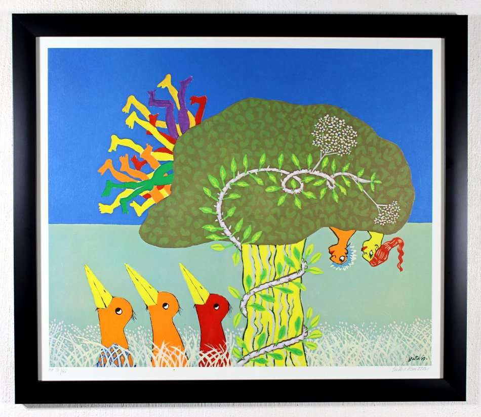 Walter Battiss - People who live in cave - Signed by Giles Battis