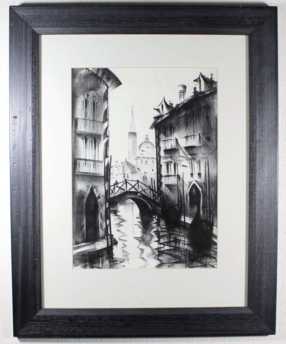 European bridge drawing - A lovely work! - Bid now!