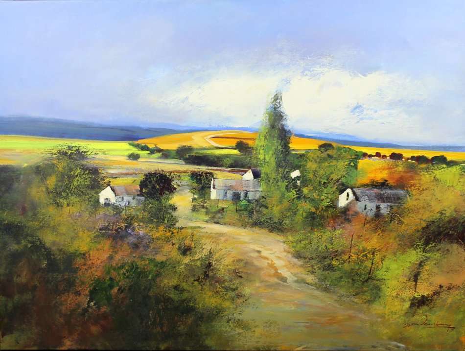 Derrick van Rensburg - Abstract farm scene - Magnificent! 120cm x 90cm - One of his best! - Bid now!
