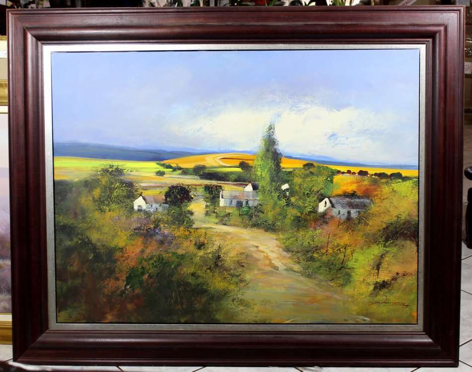 Derrick van Rensburg - Abstract farm scene - Magnificent! 120cm x 90cm - One of his best! - Bid now!