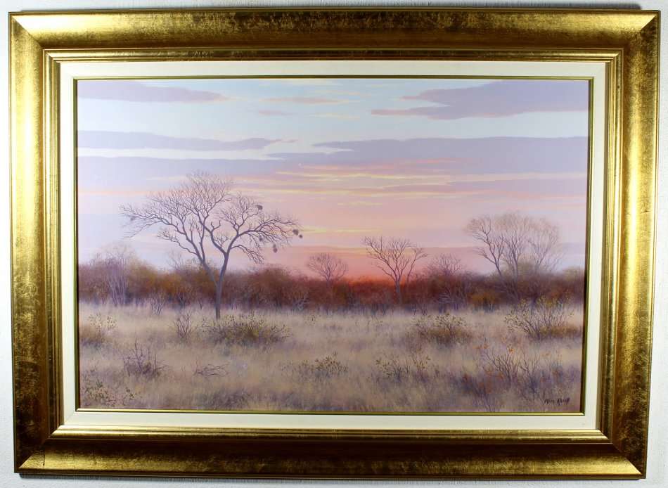 Wim Kosh - Savanah landscape at dusk - A beautiful painting! Bid now!