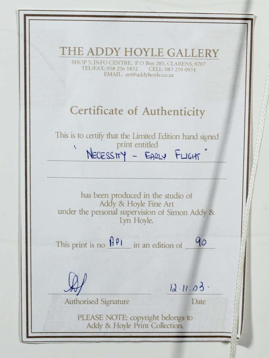 Simon Addy - Necessity- early flight - A beautiful limited edition print! - With COA - Bid now!