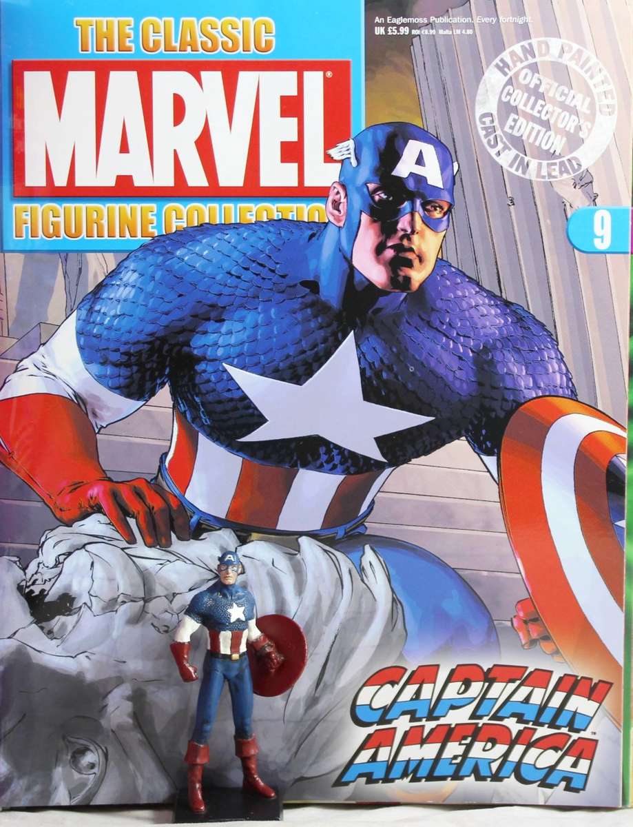 Classic Marvel Collection - Lead, hand painted figurine with book - Captain America - #9 - Bid Now!