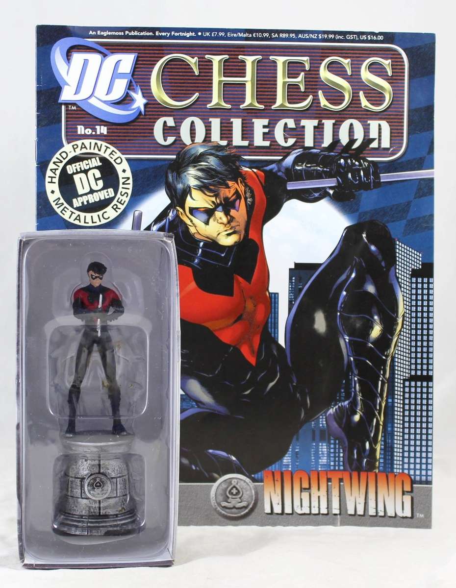 DC Chess Collection - Hand Painted Metallic Resin - Nightwing + Book - Bid Now!