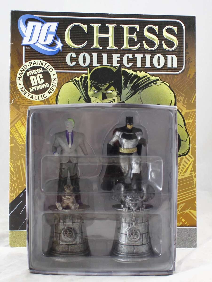 DC Chess Collection - Hand Painted Metallic Resin - Special Edition Batman & Joker + Book - Bid Now!