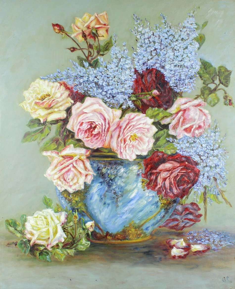 GC - Still life flowers - A beautiful oil painting! - Spoil yourself, bid now!