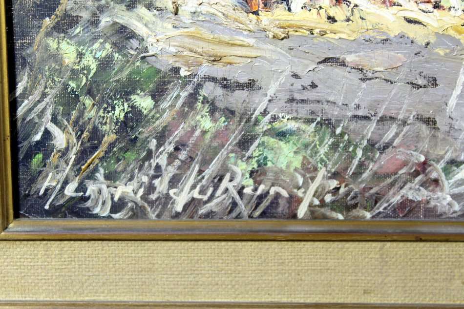Henri du Rant - Cape farm scene with mountains - A beautiful painting! Bid now!!