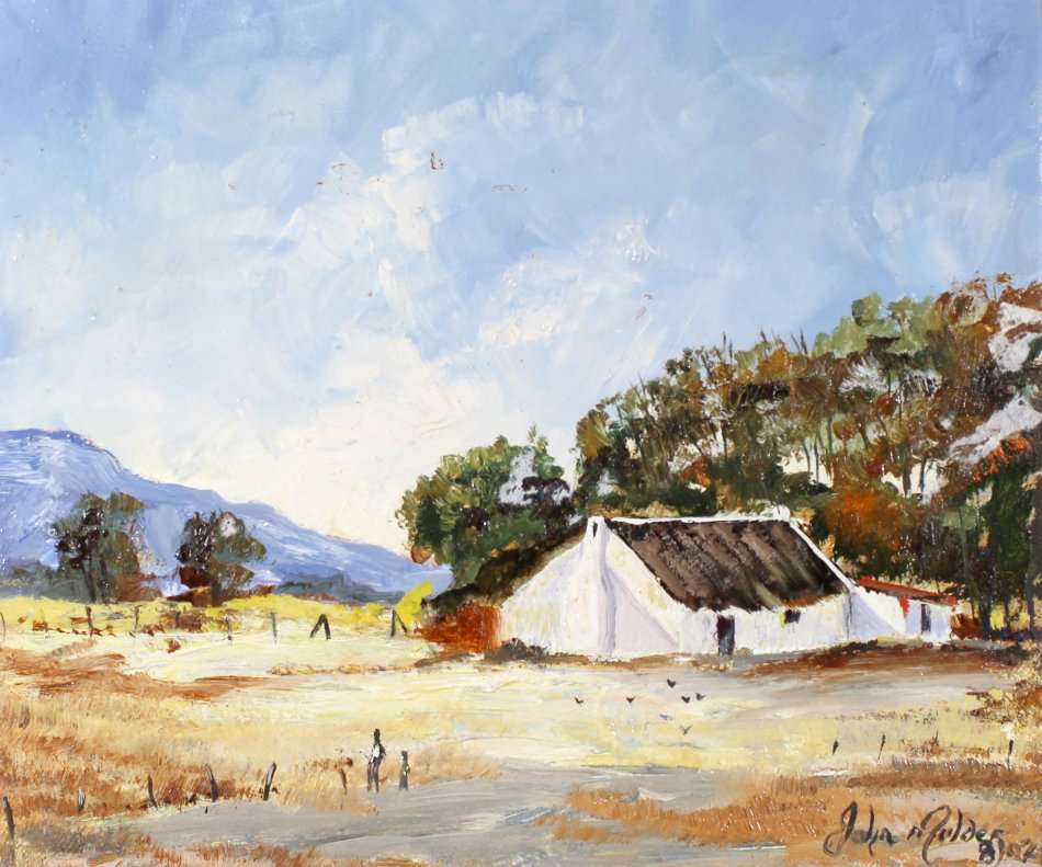 John Mulder - Farmscene with mountains