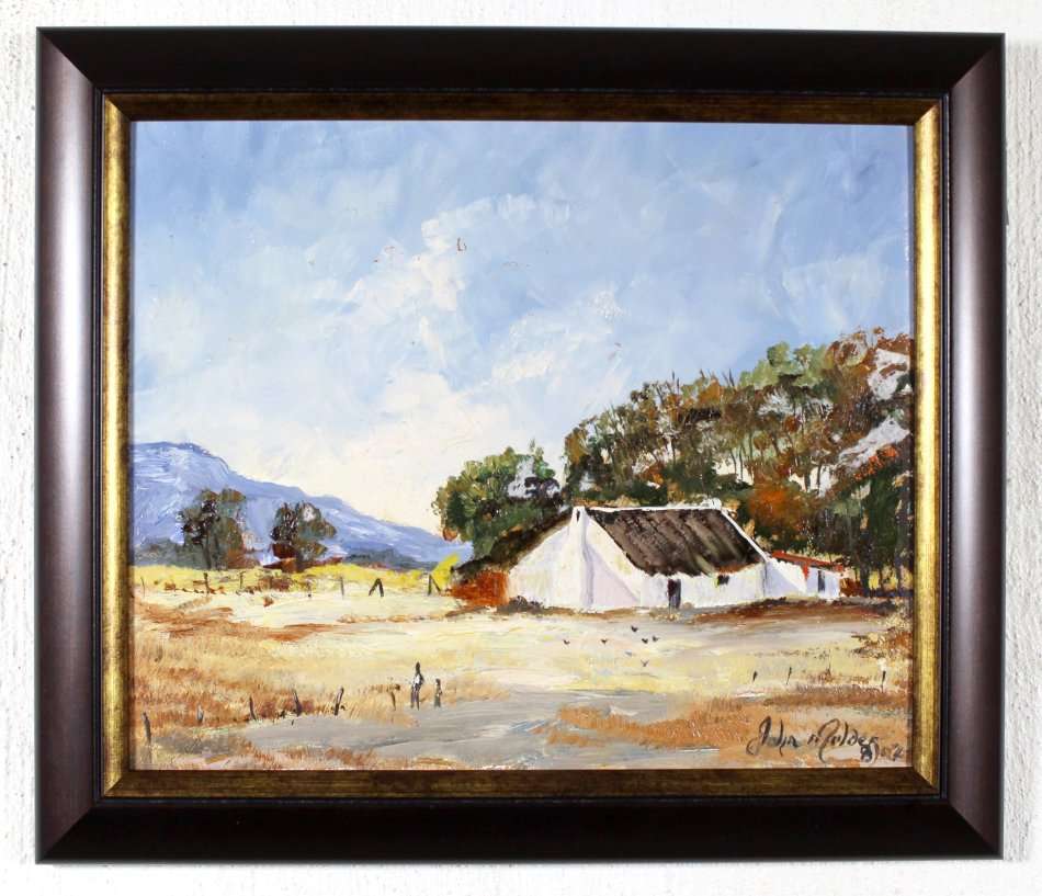 John Mulder - Farmscene with mountains