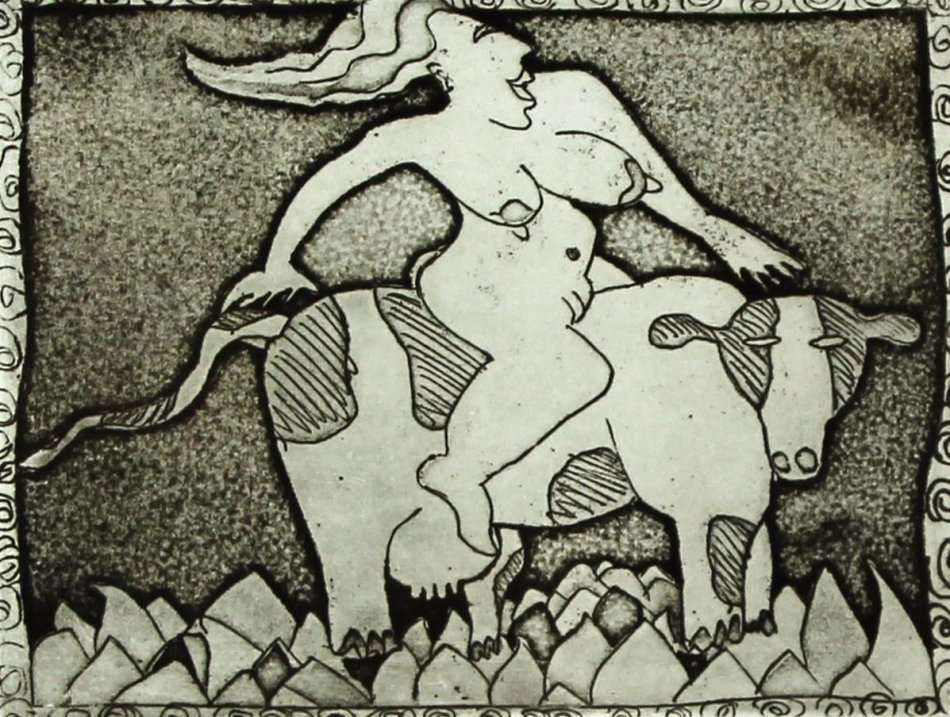 Sara-J - Cow pleasure - Limited edition etching - A small treasure! - Bid now!