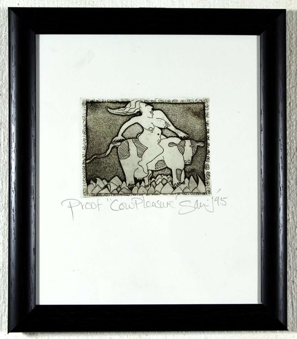 Sara-J - Cow pleasure - Limited edition etching - A small treasure! - Bid now!