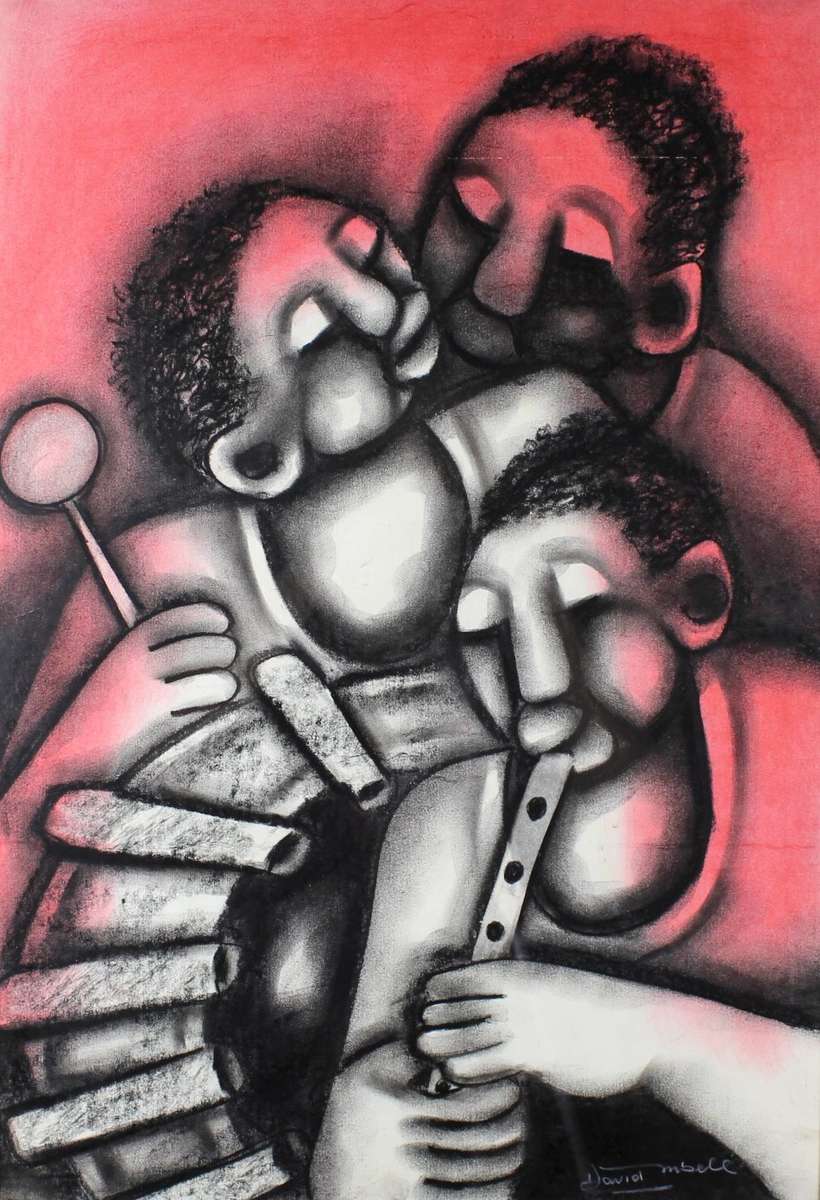 David Mbele - Musicians - A beautiful pastel - Low price, bid now!