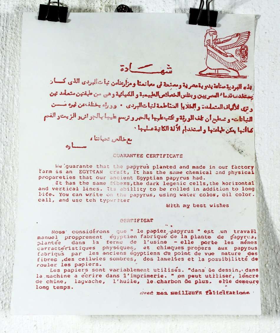 Egyption print on papyrus - Pyramid scene  - With certificate - Beautiful! - Bid now!!