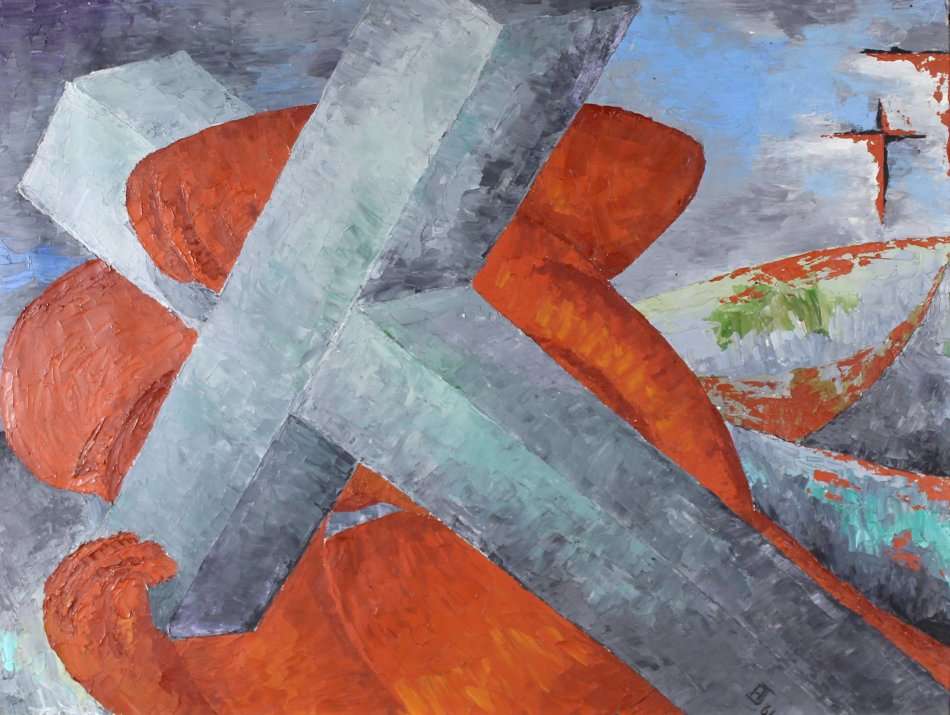 AJ - Abstract - Carrying the cross - A beautiful oil painting! - Bid now!