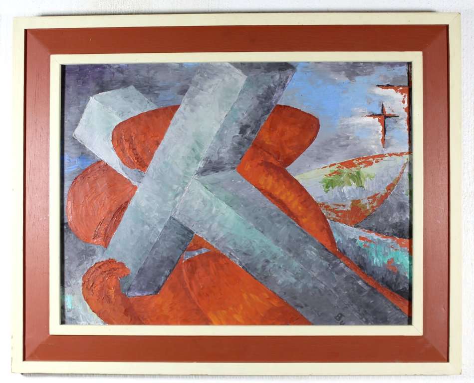 AJ - Abstract - Carrying the cross - A beautiful oil painting! - Bid now!