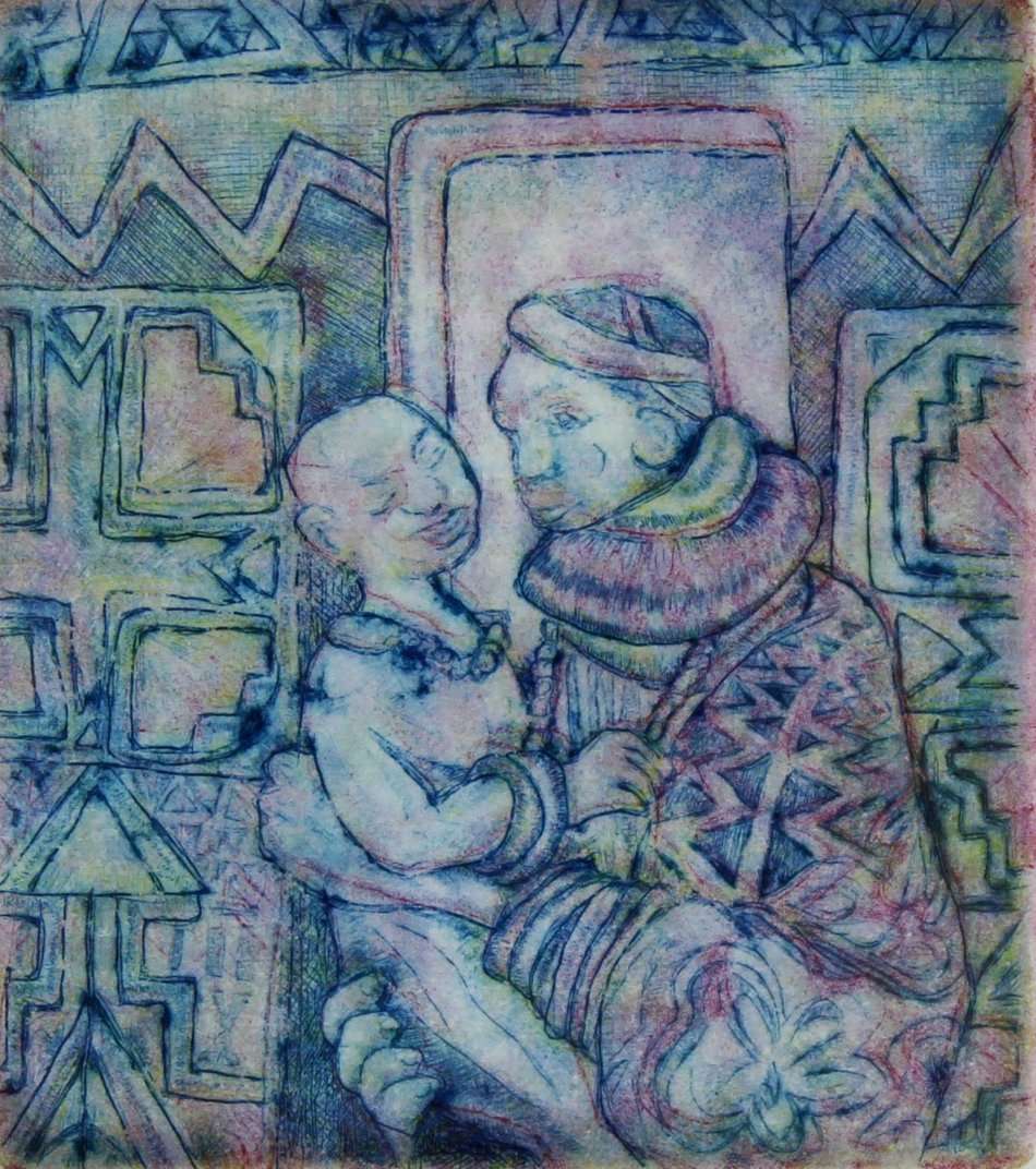 Judas Mahlangu - Mother & Child II - A beautiful little etching!! - Bid now!
