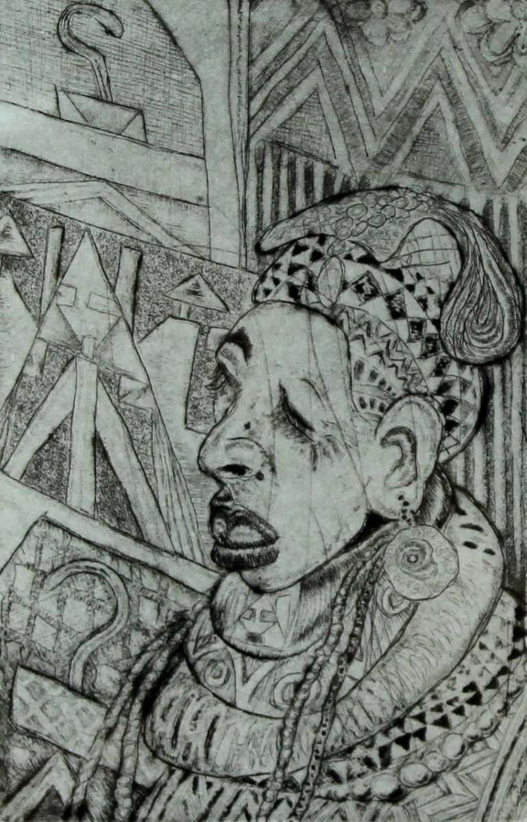 Judas Mahlangu - The bride - A beautiful little etching!! - Bid now!