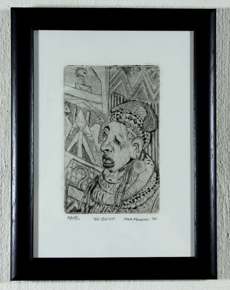 Judas Mahlangu - The bride - A beautiful little etching!! - Bid now!