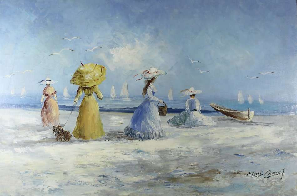 Marie Charlot - Beach scene - A stunner! - Bid now!