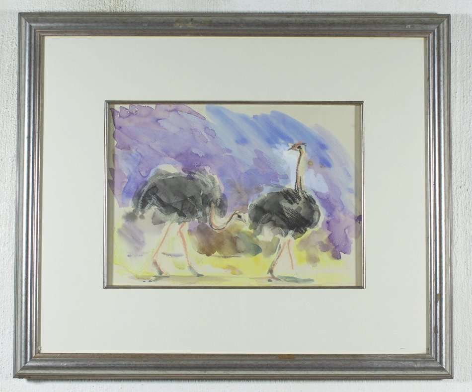 Frtitz Krampe (Attributed to) - Ostriches - Beautiful art!! Bid now!!