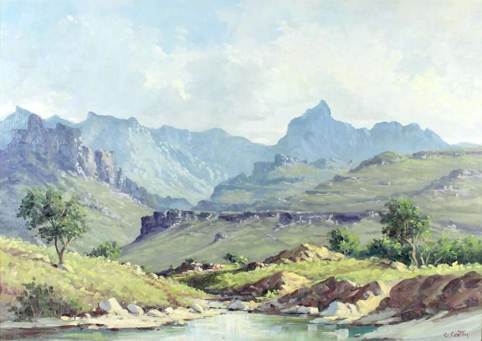 G Catty (Guiseppe Cataruzza) - Mountain and river scene - Stunning art!! Bid now!!