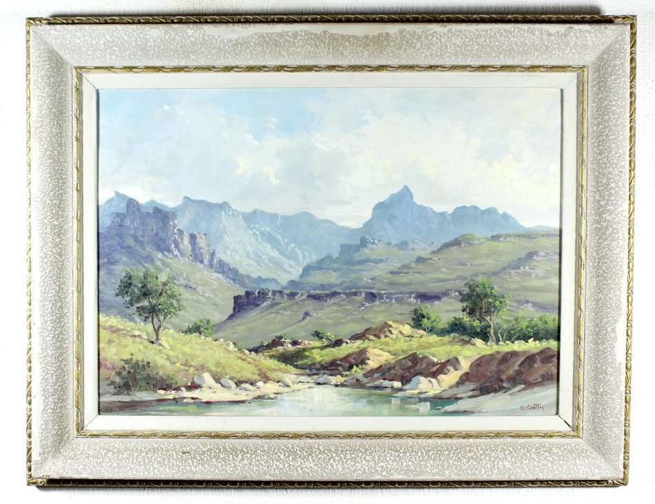 G Catty (Guiseppe Cataruzza) - Mountain and river scene - Stunning art!! Bid now!!