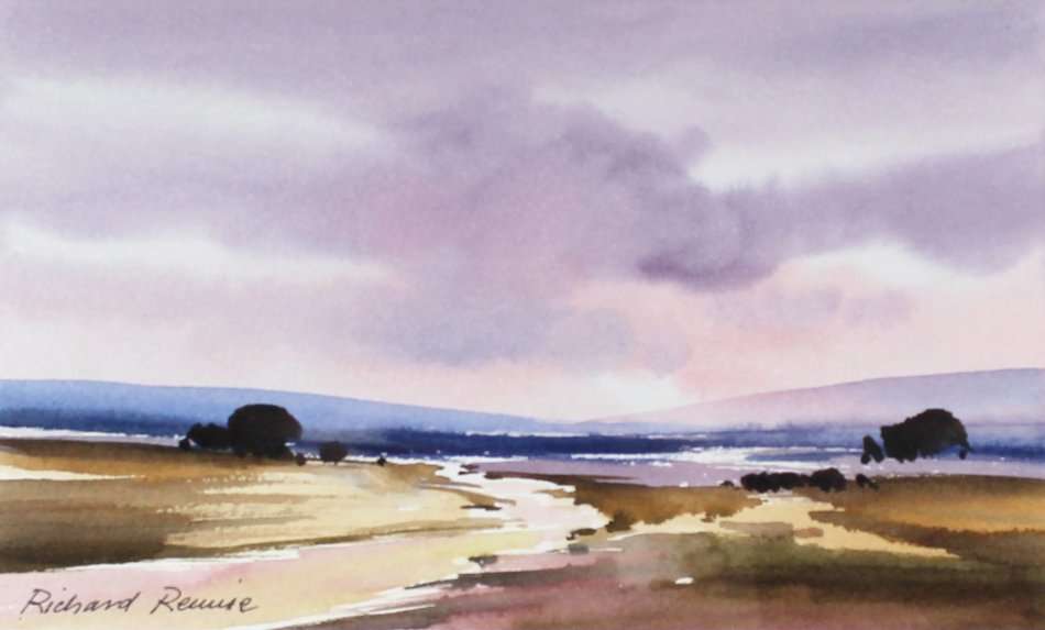 Richard Rennie - River landscape - A beautiful little watercolor! Bid now!