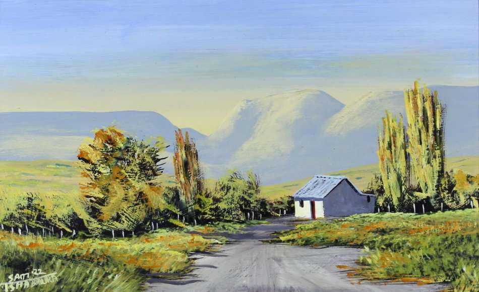 Sam Tshabalala - Farmscene with mountains - Beautiful!! - Low price,