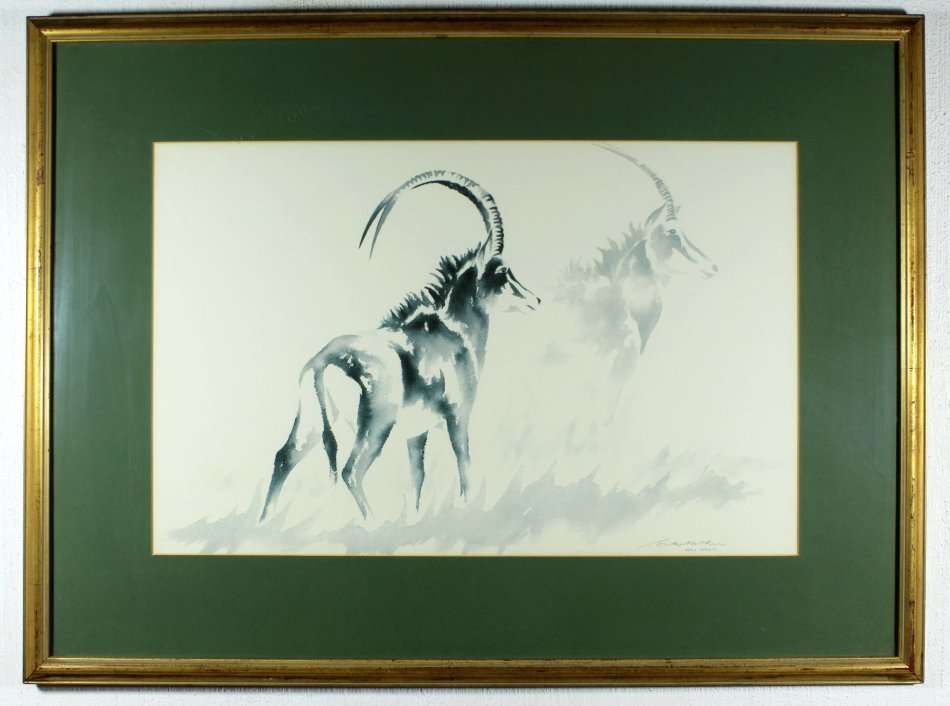 Clive Walker - Sable Antelope - A lovely print! - Giveaway price, bid now!!